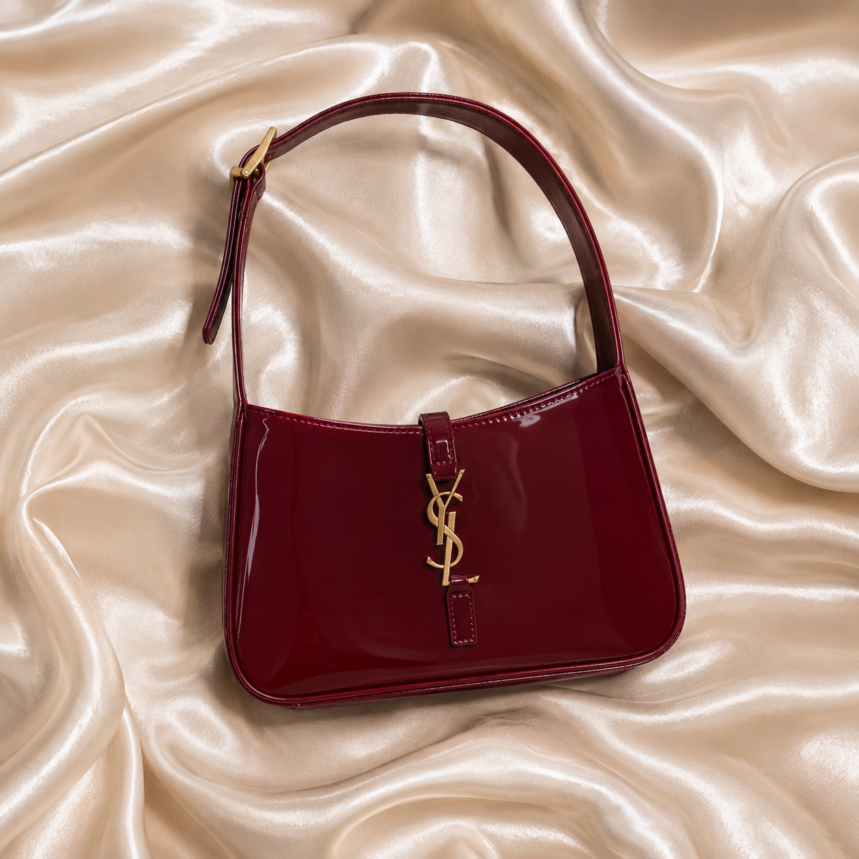 Saint Laurent Le 5 à 7 Patent Leather Hobo Bag