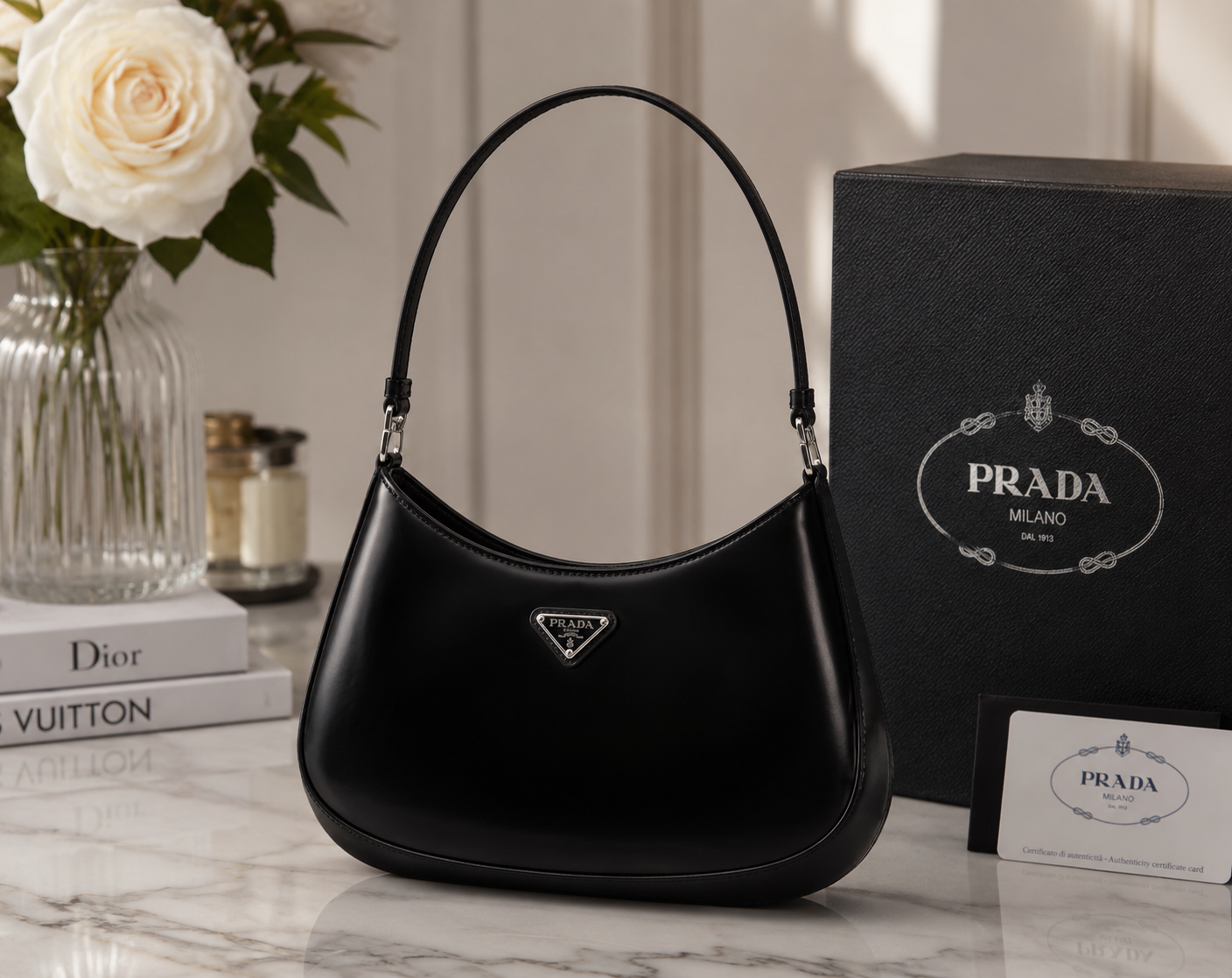 Prada Cleo brushed leather shoulder bag
