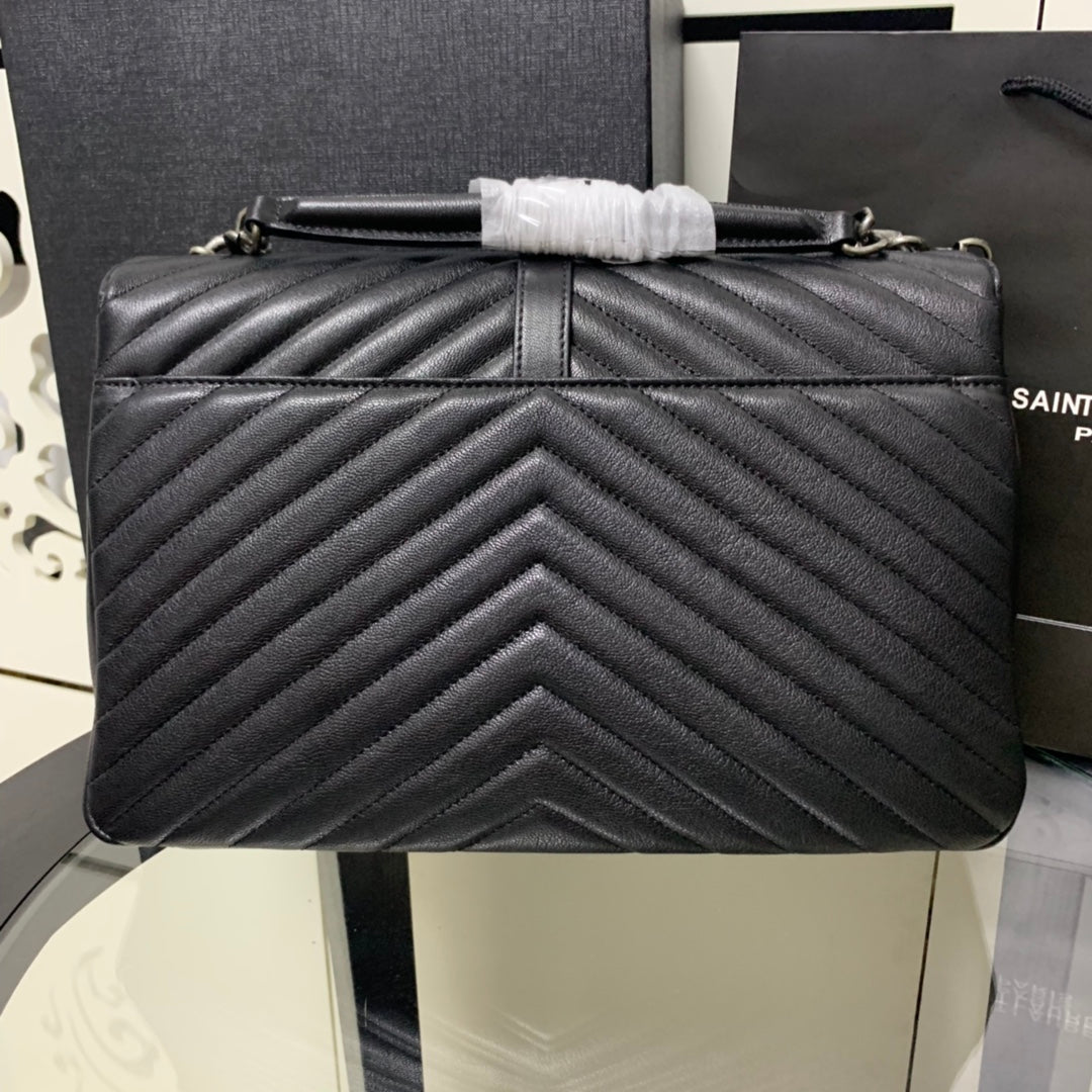 Saint Laurent Large Envelope Bag – Black Chevron Leather