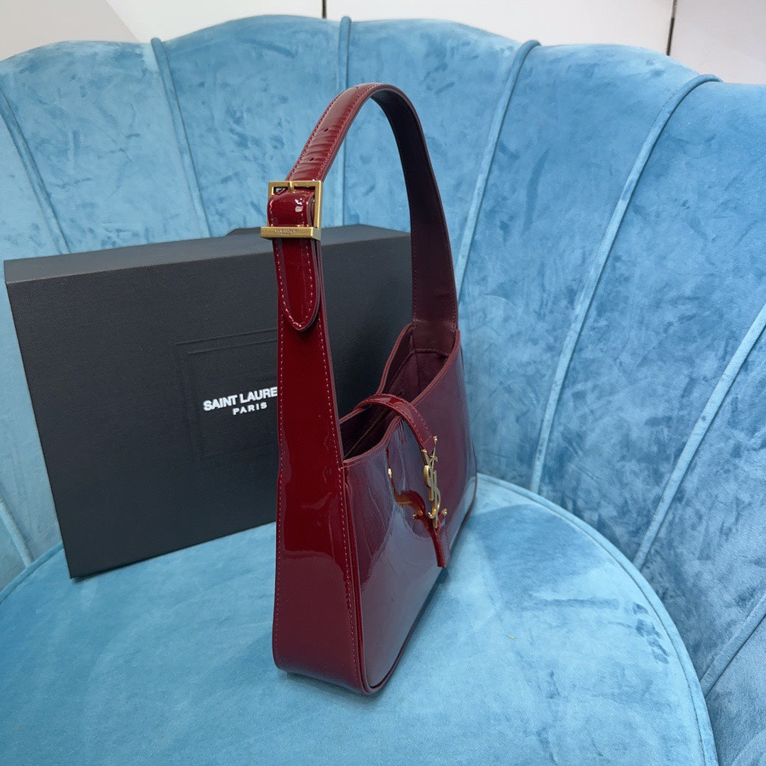 Saint Laurent Le 5 à 7 Patent Leather Hobo Bag