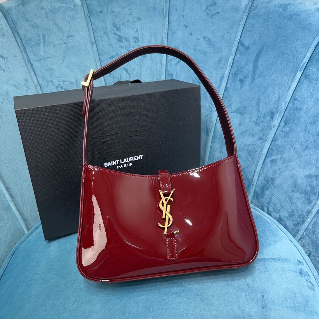 Saint Laurent Le 5 à 7 Patent Leather Hobo Bag