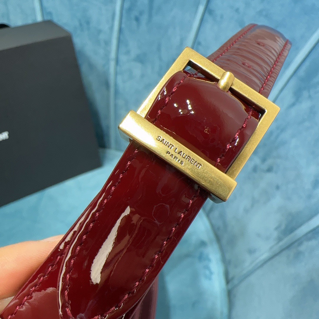 Saint Laurent Le 5 à 7 Patent Leather Hobo Bag