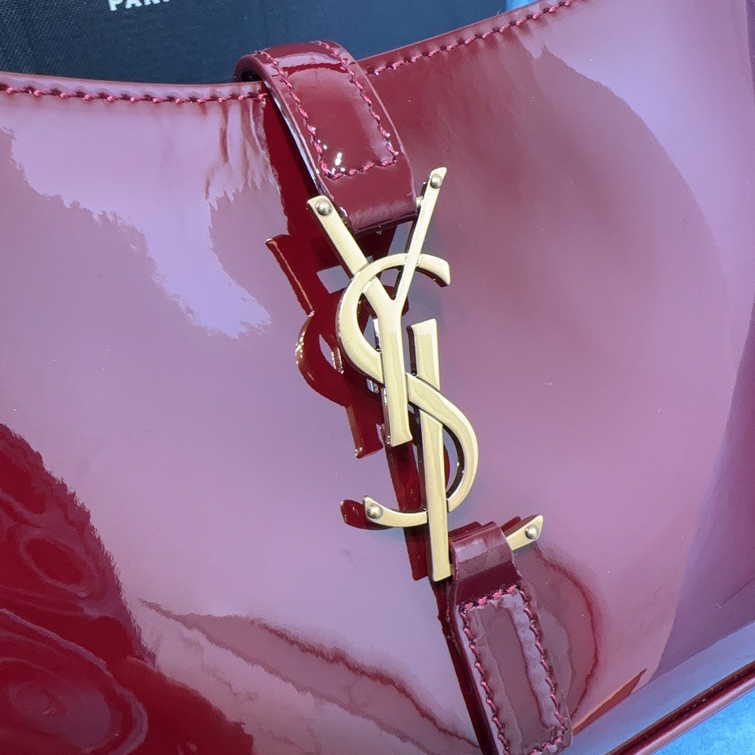 Saint Laurent Le 5 à 7 Patent Leather Hobo Bag
