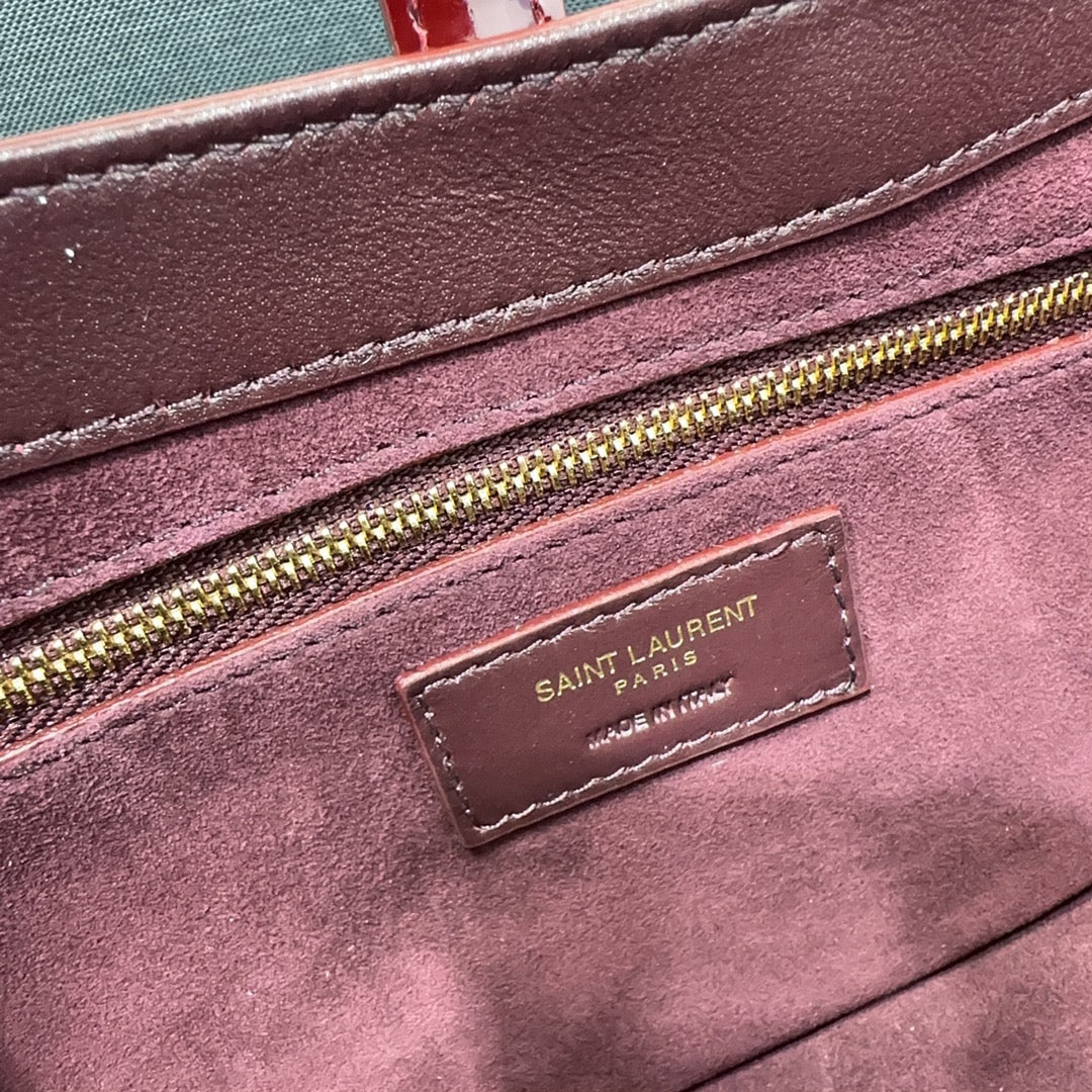 Saint Laurent Le 5 à 7 Patent Leather Hobo Bag