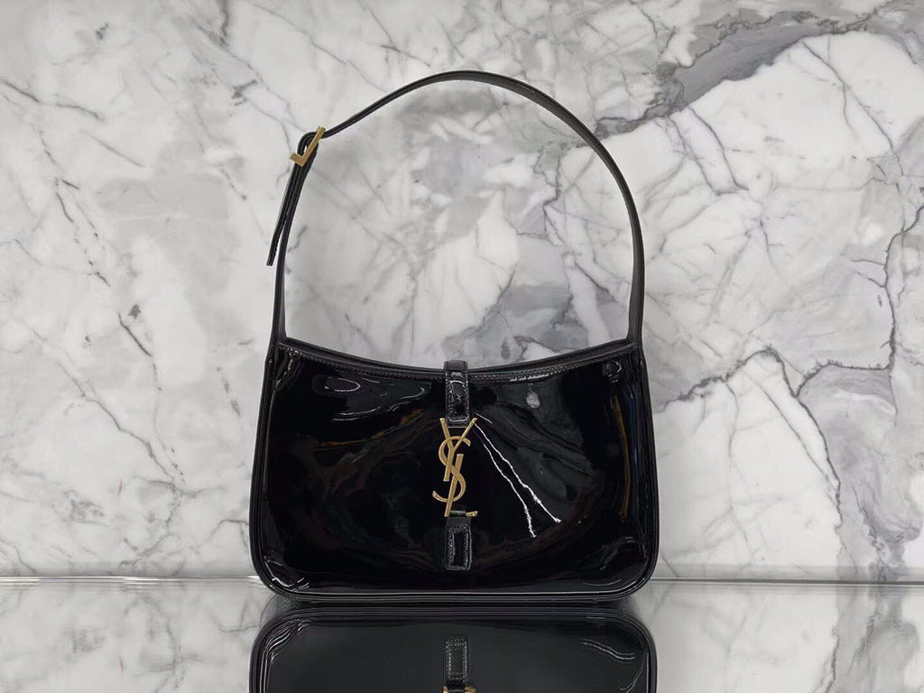 Saint Laurent Le 5 à 7 Patent Leather Hobo Bag