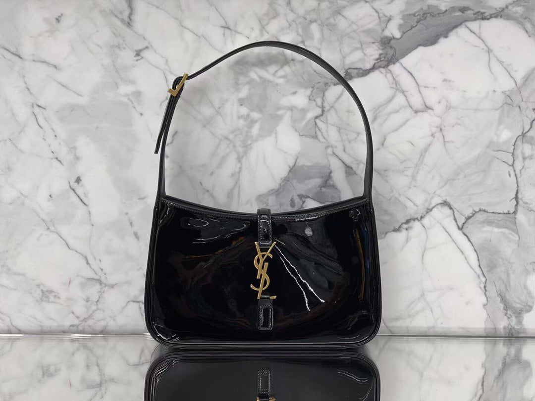 Saint Laurent Le 5 à 7 Patent Leather Hobo Bag