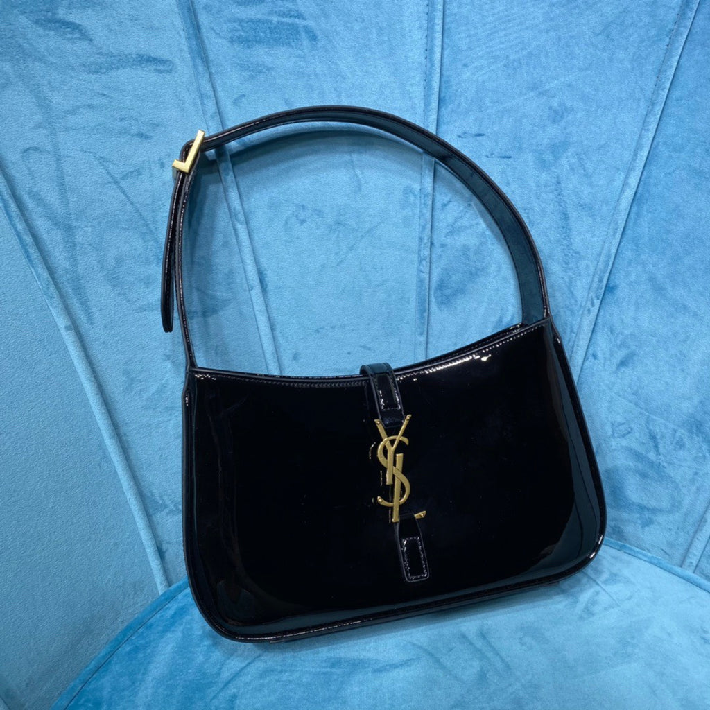 Saint Laurent Le 5 à 7 Patent Leather Hobo Bag